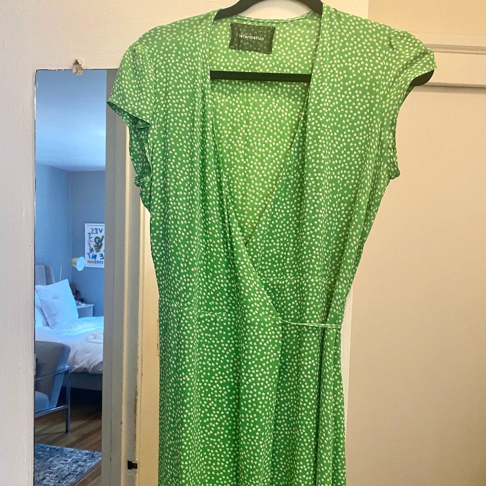 Reformation Green Wrap Dress